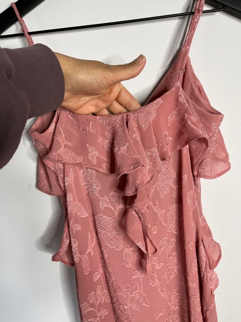 Zara Romantic Fairy Rose Pink Floral Ruffle Maxi Dress Size XS - Picture 5 of 7